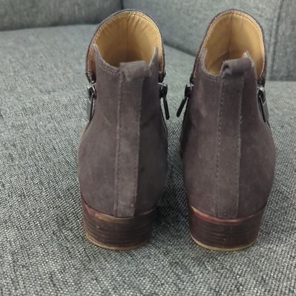 Lucky Brand Bryton Grey Taupe Suede Leather Zip Ankle Booties Women's Size 8.5 - Picture 4 of 8